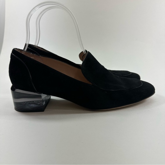 Stewart Weizman Black Suede Loafers With Clear Block Heel Women’s Size 7 - Picture 1 of 7